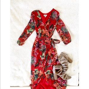 New York & Co Sweet Pea Floral Wrap Maxi Dress